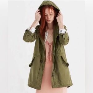 Madewell Tilden Military Olive Green Hooded Women's Jacket Small EUC